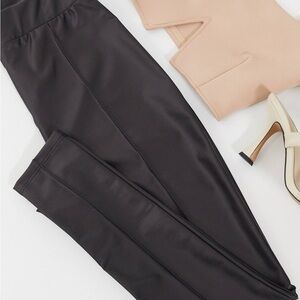 ASOS Design Women's Hourglass Front Seam Faux Leather Leggings in Black, Size S